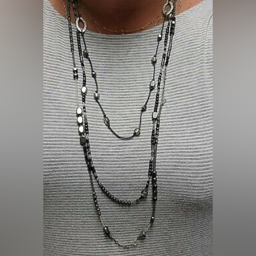 SILPADA COMPLETE SET Dew Drops Sterling Hematite 3 Strand Necklace,Bracelet,Ear